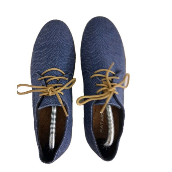 Patara Taj Blue Nomad Mens 11 Fabric Shoes Cork Insoles Hemp Midsoles Canvas - Picture 1 of 9